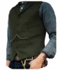 Business Waistcoat Jacket Casual Slim Fit Gilet Homme Vests for Groosmen Man Wedding Men's Suit Vest Brown Wedding Wool Tweed 4