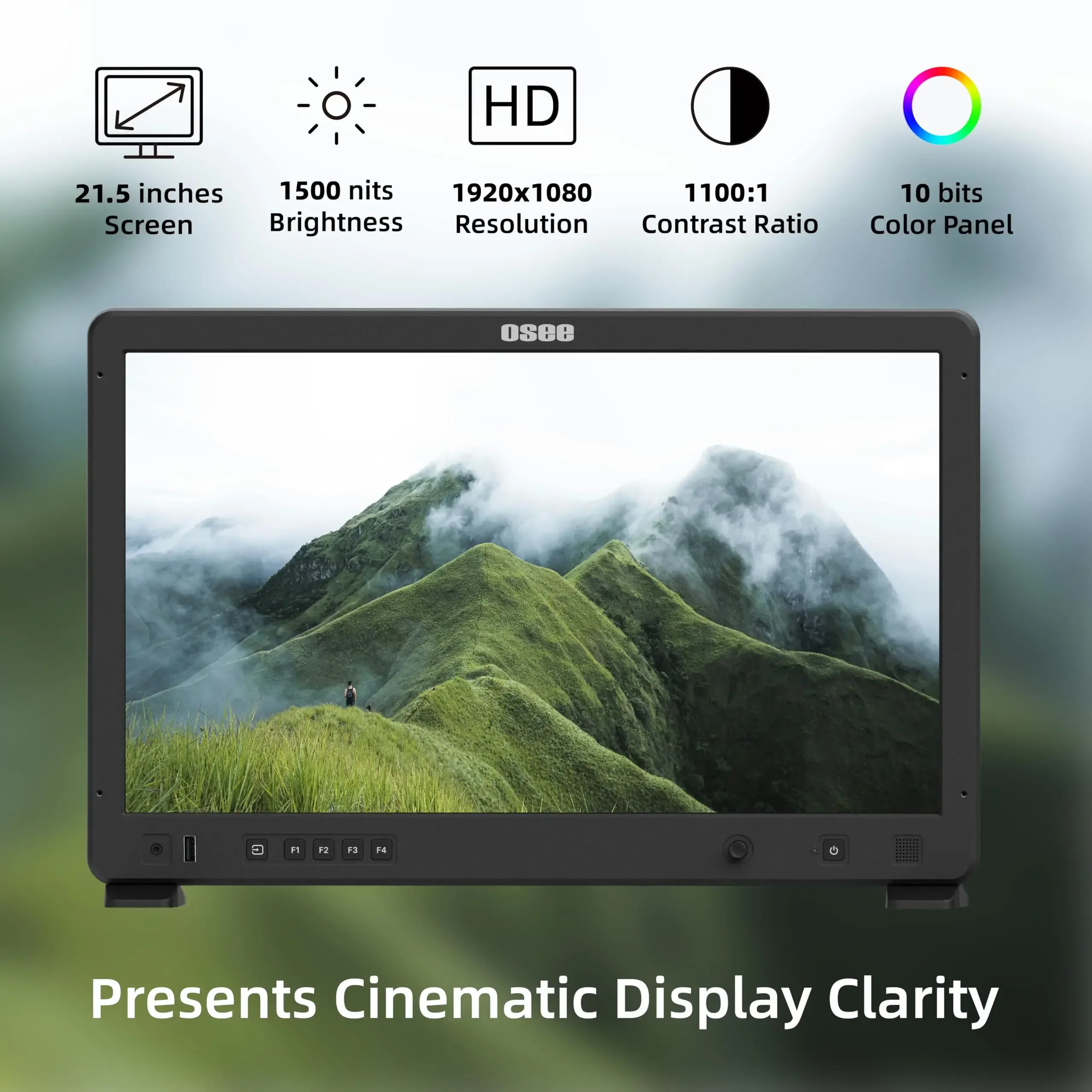 OSEE Mega 22S Roduction Monitor 22inch HDMI 3G-SDI HDR Ultra Bright Field Sunhood Battery Plate with 10 Bit IPS Panel