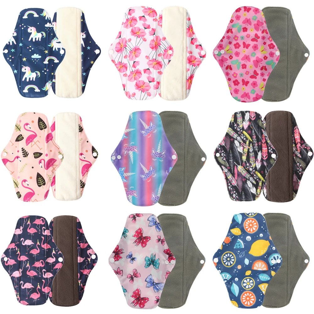 Sanitary Pads Organic Bamboo Charcoal Washable Menstrual Panty Liner Leakproof Cloth Towel Reusable Period Feminine Hygiene Pads sanitary pads