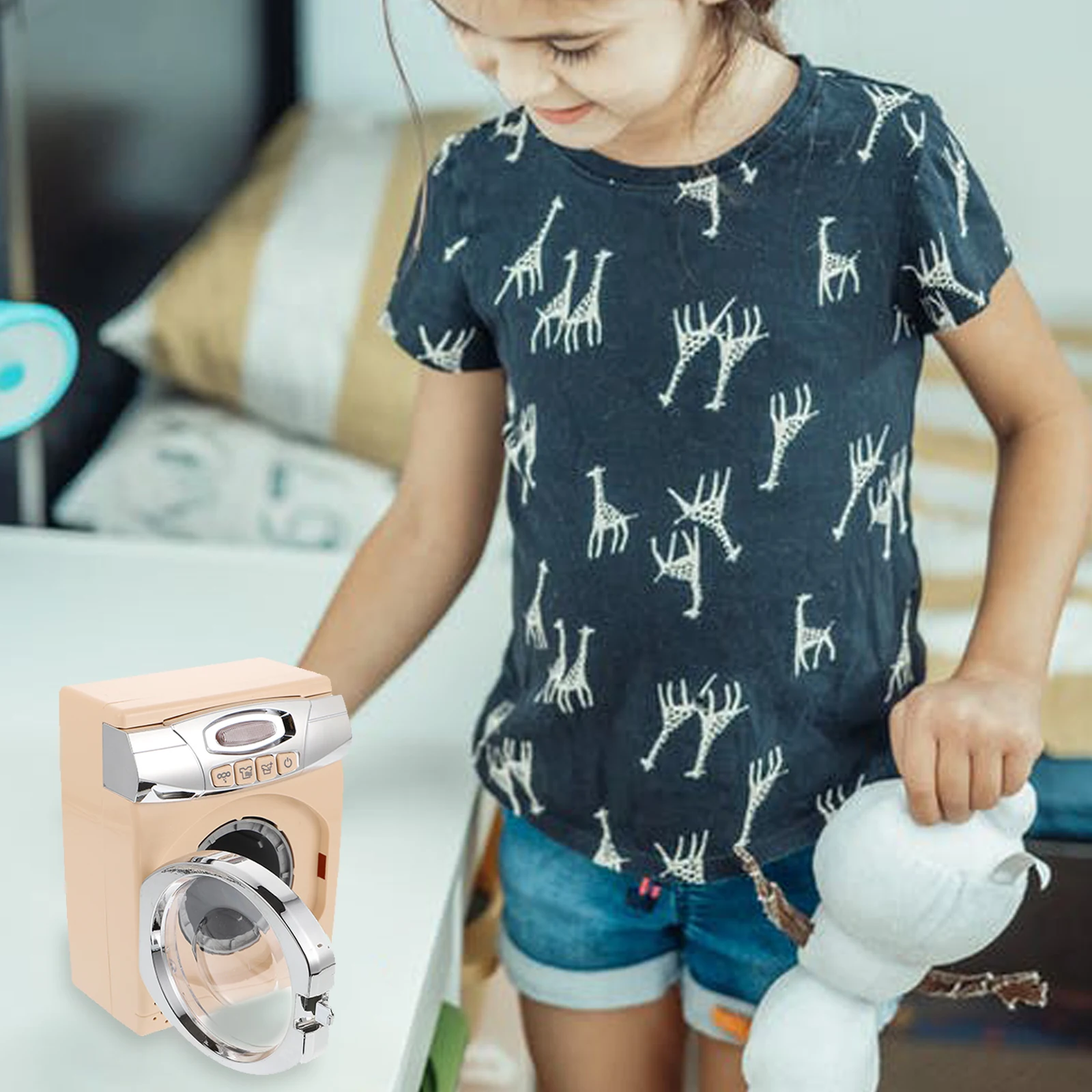 Simulation Mini Washing Machine Toy Educational Toy Kids Pretend Play Toys Household Appliances Housekeeping Toys 4