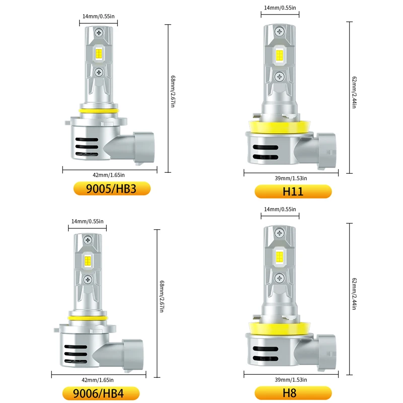 AILEO New 2 PCS H11 LED Canbus H8 H9 H7 9005 HB3 9006 HB4 LED Car Fog Light Bulb 30000LM Super Bright 6000K Turbo Fog Lamps CSP images - 6