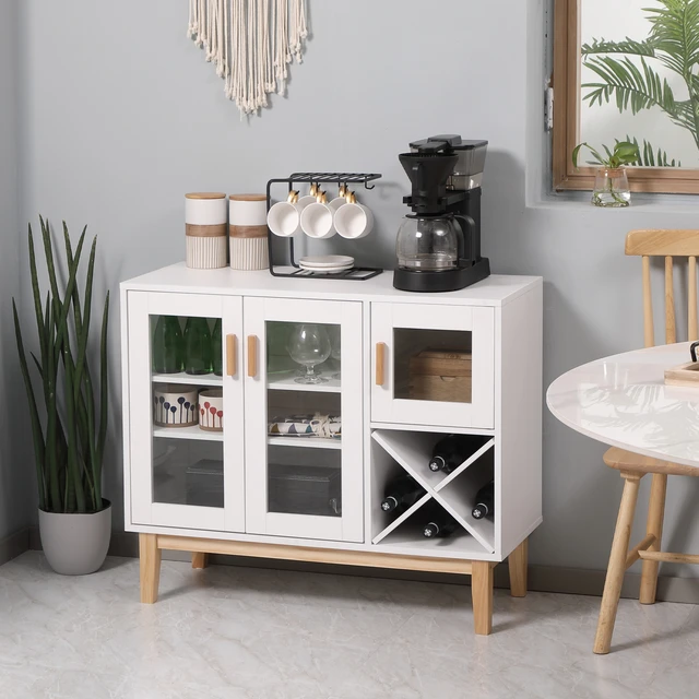 HOMCOM credenza cucina con 3 cassetti 3 ante e ripiani regolabili mobili  ausiliari per sala da pranzo in stile moderno rotolo 101x40x85 cm bianco -  AliExpress