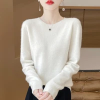 2024 Fashion 100% Merino Wool Sweater Cashmere Pullover O-Neck Long Sleeve Women Knitwear Autumn Winter Clothing Y2K Tops O Ling - Image 3