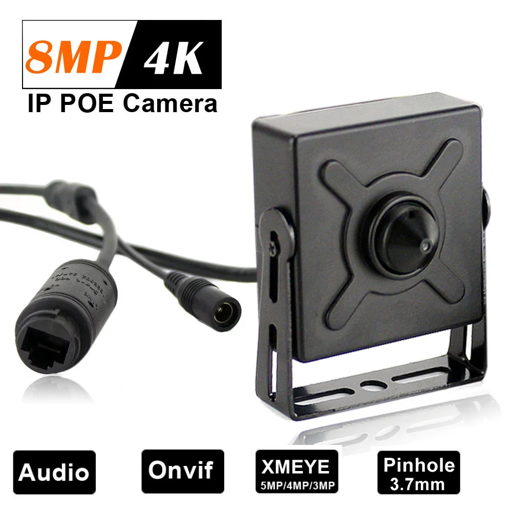 POE HD 4K 8MP Audio Mini IP Camera 5MP 4MP 3MP Pinhole