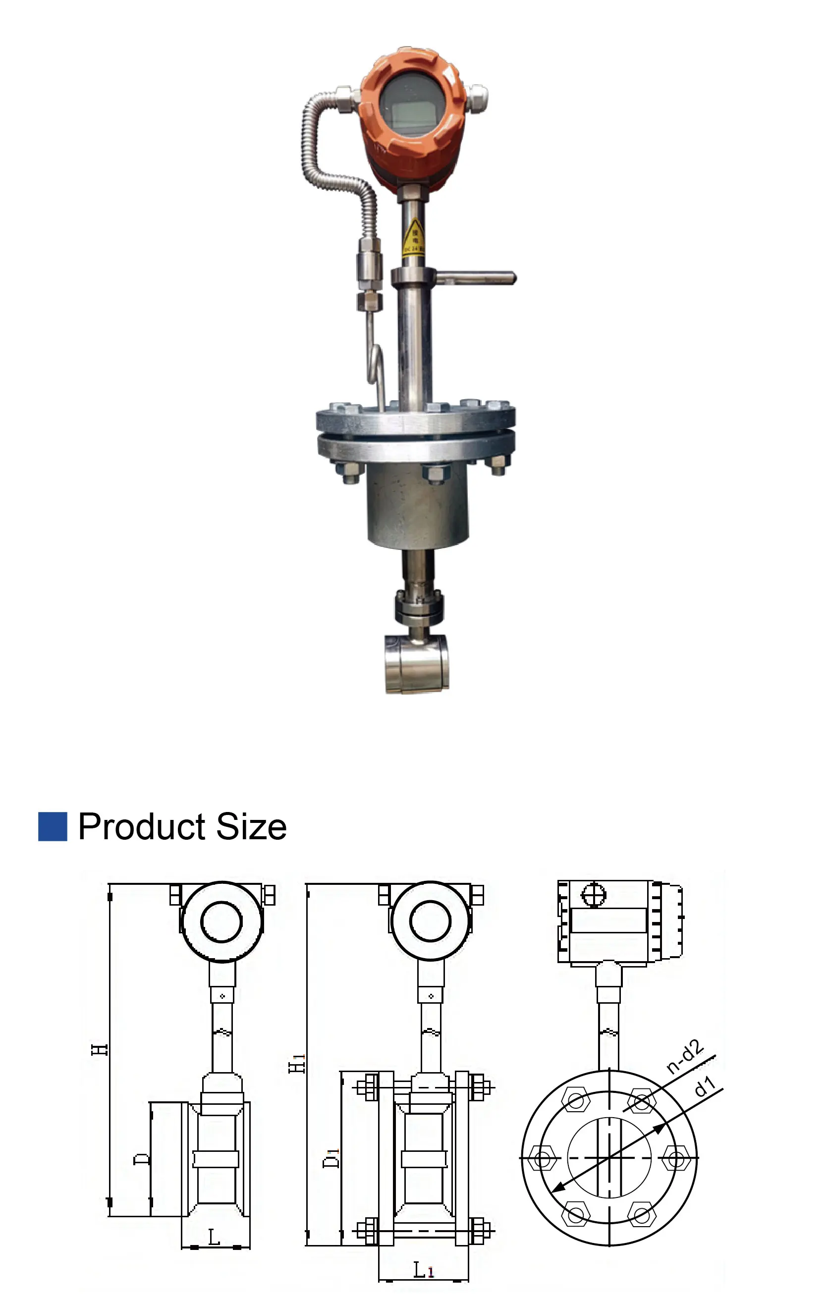 LUGB-XX Vortex Flow Meter Steam Hot Oil Flowmeter 304 Stainless Steel 24V 4-20mA
