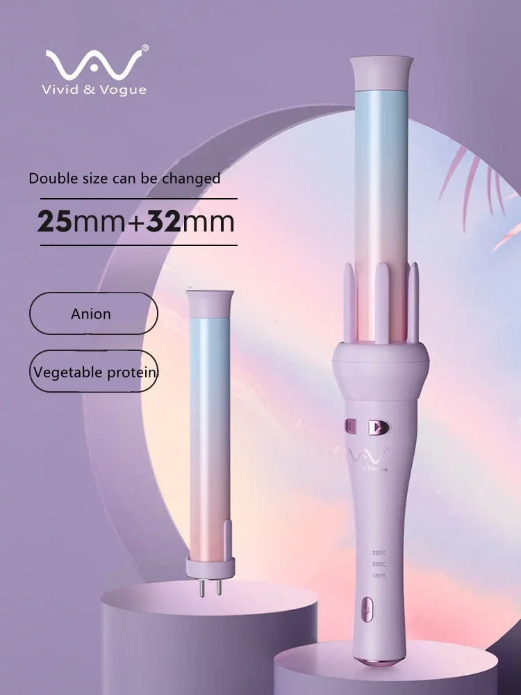 VividVogue VAV208B 2colors barrel replaceable professional portable automatic rotate 32mm 13mm hair styler curler