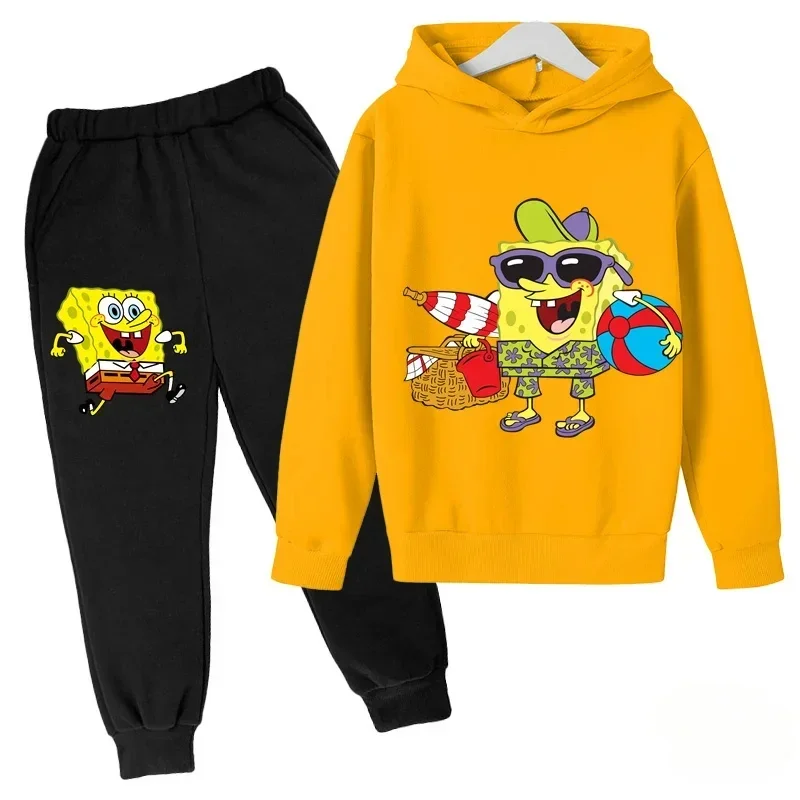 SpongeBob SquarePants Kids Long Sleeve Hoodies Kids Sweatshirt Pant Suit Casual Coat Sportswear Boys Girls Clothes Girls kids clothing set girls clothing set kids sports suit boys clothing set children sports suit kids sweatshirt set