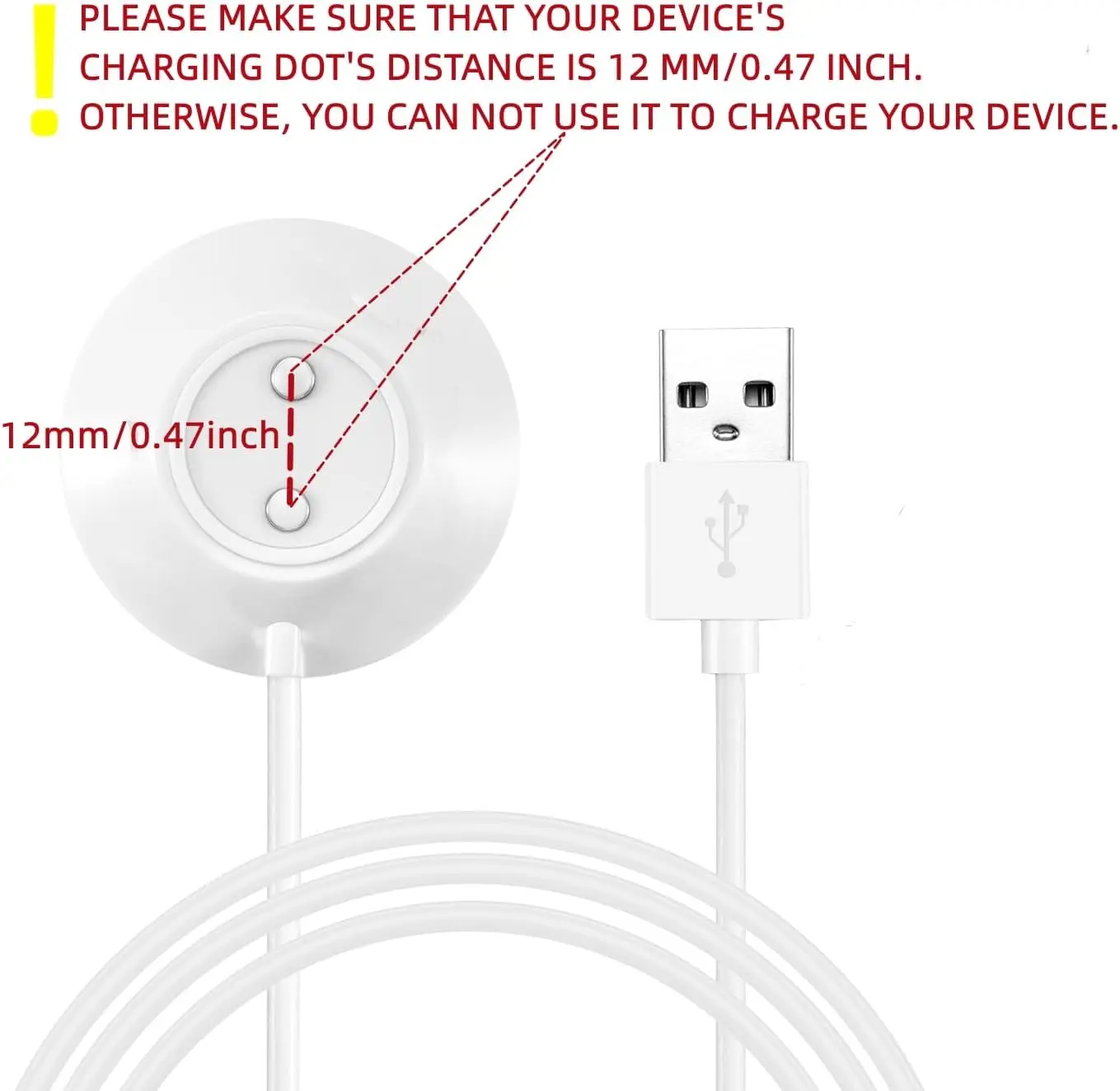 Rose Replacement Charger 12mm Magnetic Standing Dock Station Fast Charging USB Cable -2.5Ft