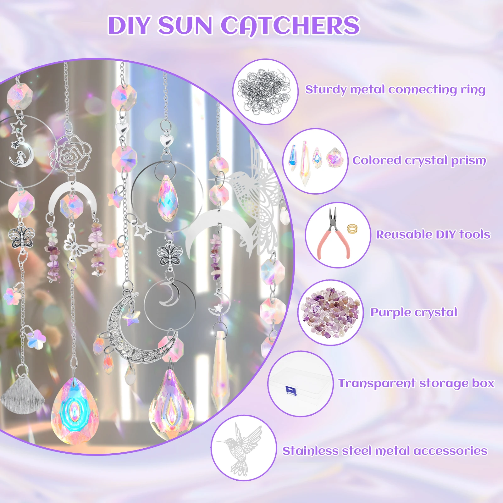 401Pcs DIY Suncatchers Beautiful Sun Catchers Making Kit Complete Suncatcher Making Set Creative DIY Suncatcher Kits Decorative