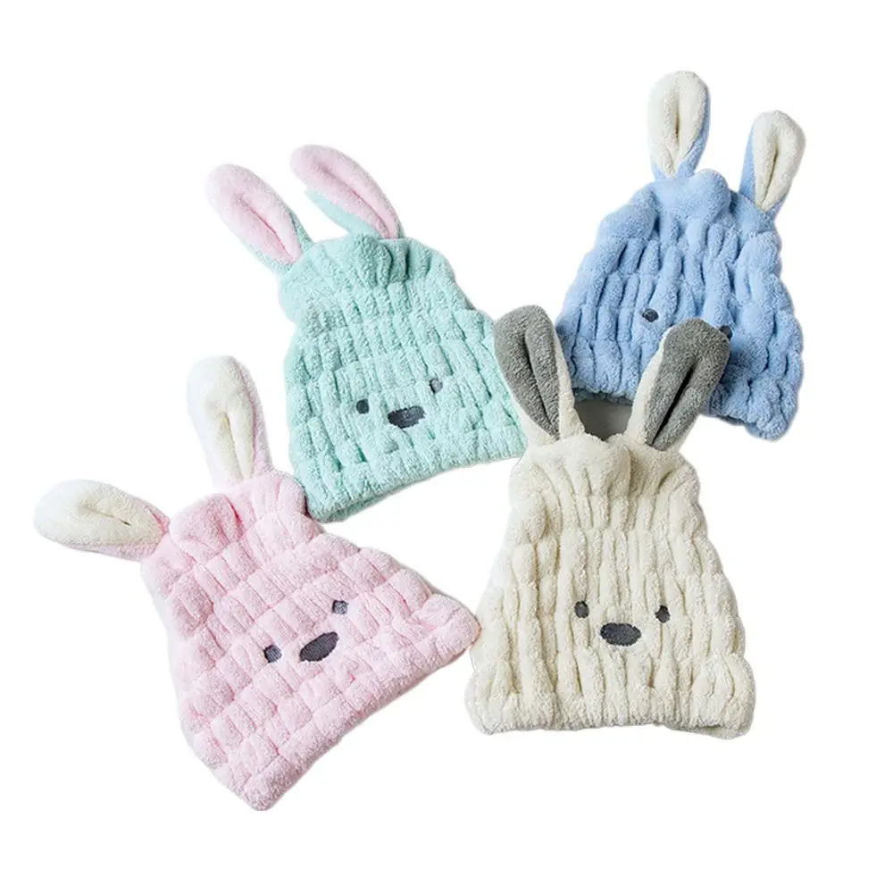 Cartoon Bath Towel Cute Head Hat Womens Bath Wrap Absorbent Shower Cap Quick Dry Microfibre Towel Kids Hair Drying Turban
