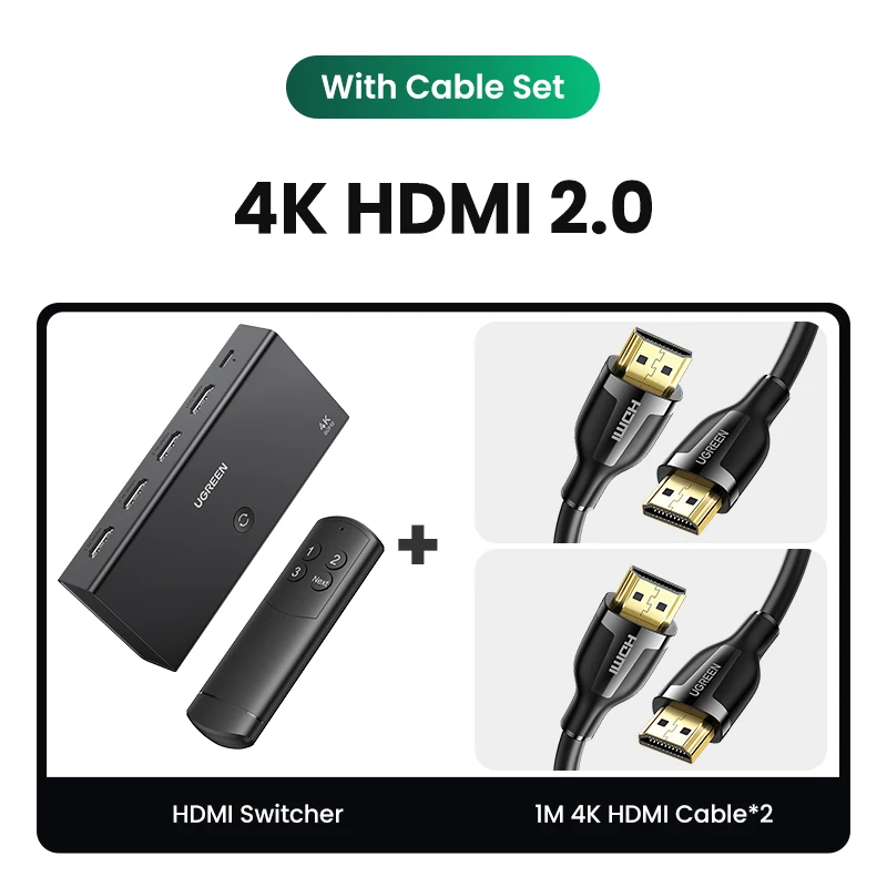 Switch HDMI UGREEN 4K 60Hz avec câble HDMI (vendeur tiers - via coupon) –