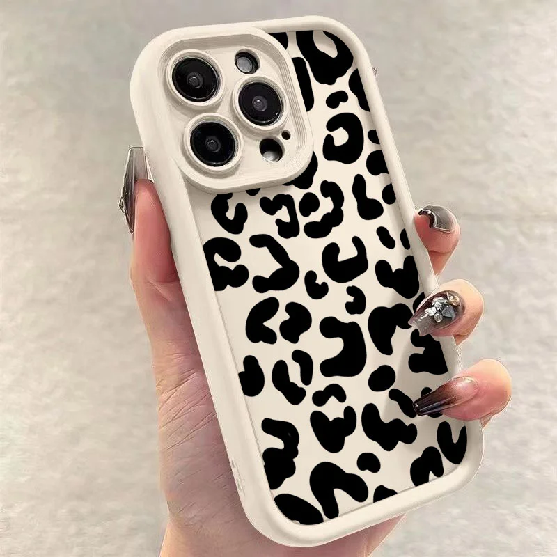 Black Leopard Print Retro Phone Case - Soft Silicone TPU Back Cover