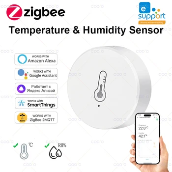 Tuya ZigBee Mini Temperature Humidity Sensor Smart Home Remote Monitor Works with Gateway Alexa Google Home Voice App Control 1