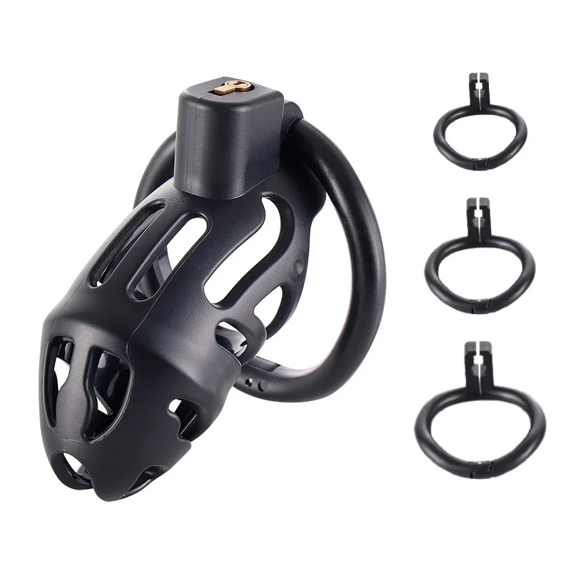 Male Chastity Cage with 3 Snap Ring Adult Supplies Resin Penis Lock Couples SM Sex Toy