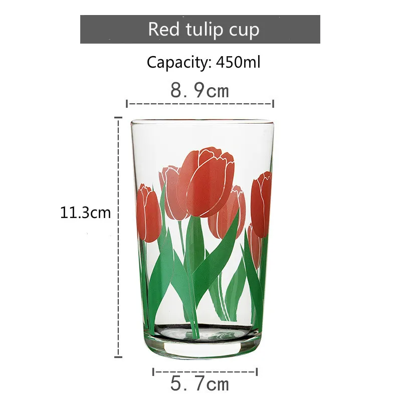 Retro Chic Aesthetic Flower Daisy Glass Cup - Korean style