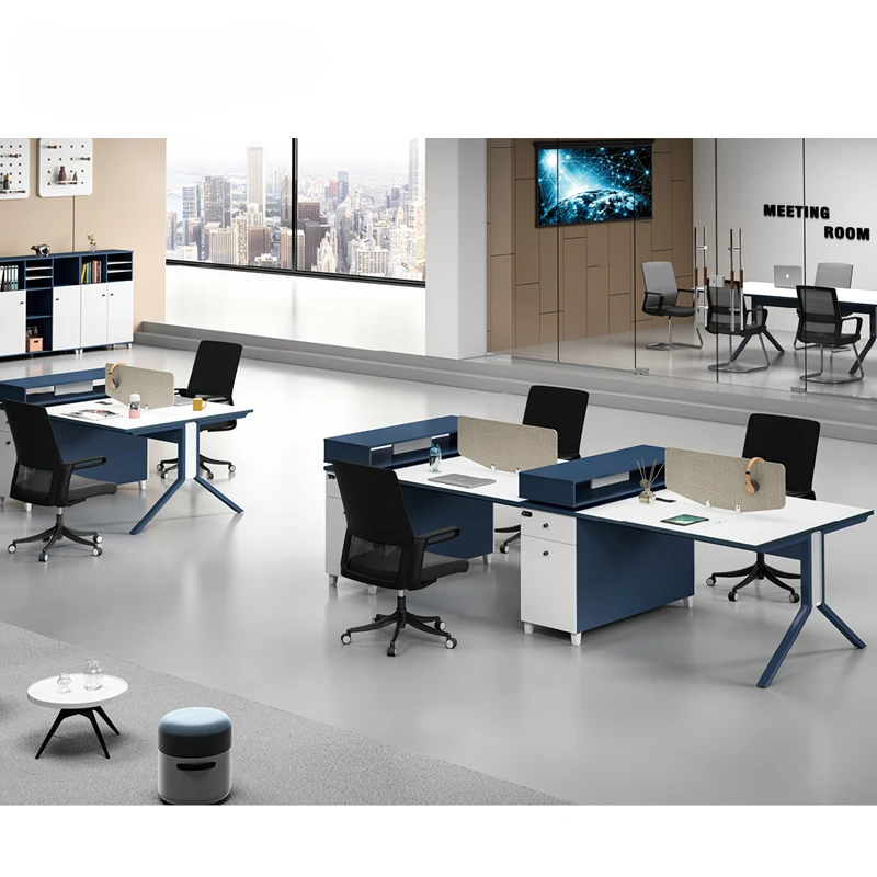Pengpai modern white modular office partition and workstation staff table for 4 people workstation desk modern office commercial furniture screen desk office partition workstation compartment 4 people office desk