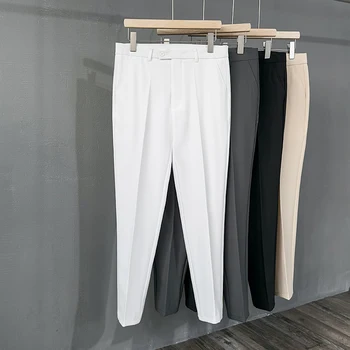 용수철 비즈니스 드레이프 캐주얼 슬림 클래식 남성 의류, 단색 바지, 남성 패션, 가을 신상 정장 바지