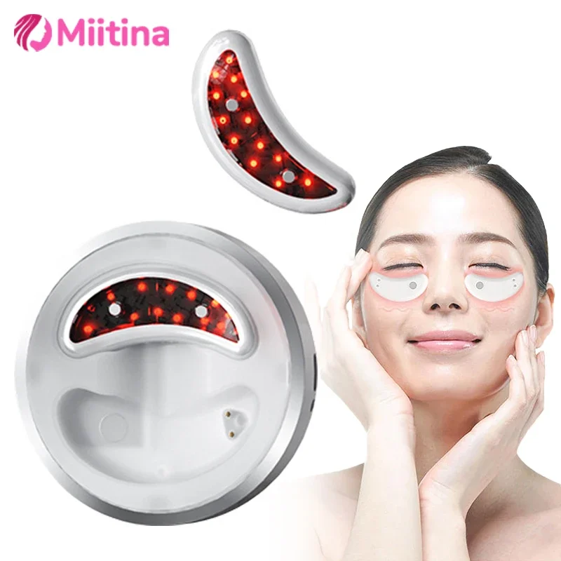 Eye massager Led red light eye massager care therapy Ems pulse microcurrent relieve fatigue reduce dark circles lines swelling anti-wrinkle