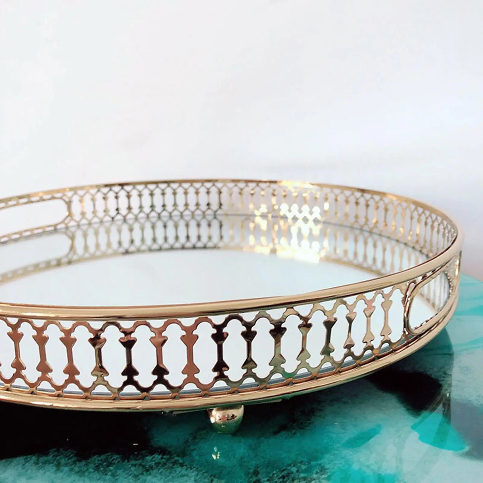 Crystal Tray Makeup Organizer Storage Holder Round Serving Plate Tray Gift