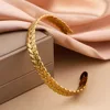 Women's Retro Adjustable Leaf Shaped Bangle Bracelet, Non Fading Exaggerated Stainless Steel Gold Color Metal Bracelet 5