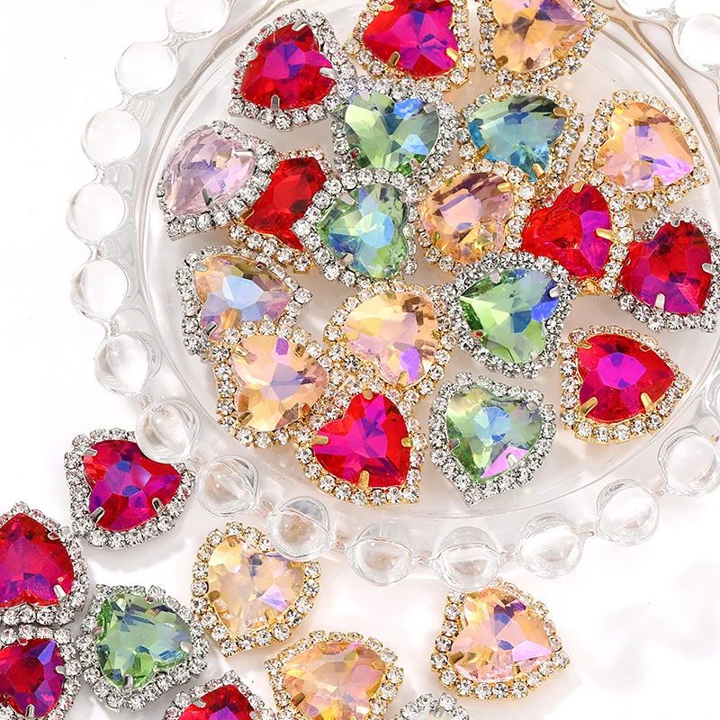 10/12mm Transparent Heart Glass Rhinestone New Glitter Flatback Crystal ...