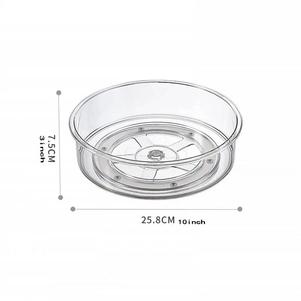 Clear Turntable Organizer  Plastic Rotating Tray Home Spice Rack Cabinet  for Pantry Countertop Kitchen Fridge Bathroom 4