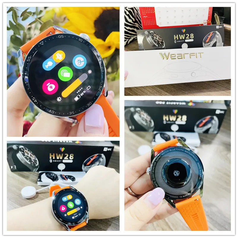 2022 New SmartWatch HW28 NFC Smart Watch Men 1.39 Inch HD Screen Voice Assistant Bluetooth Call Calories pk Huawei GTR 3 GTS 2