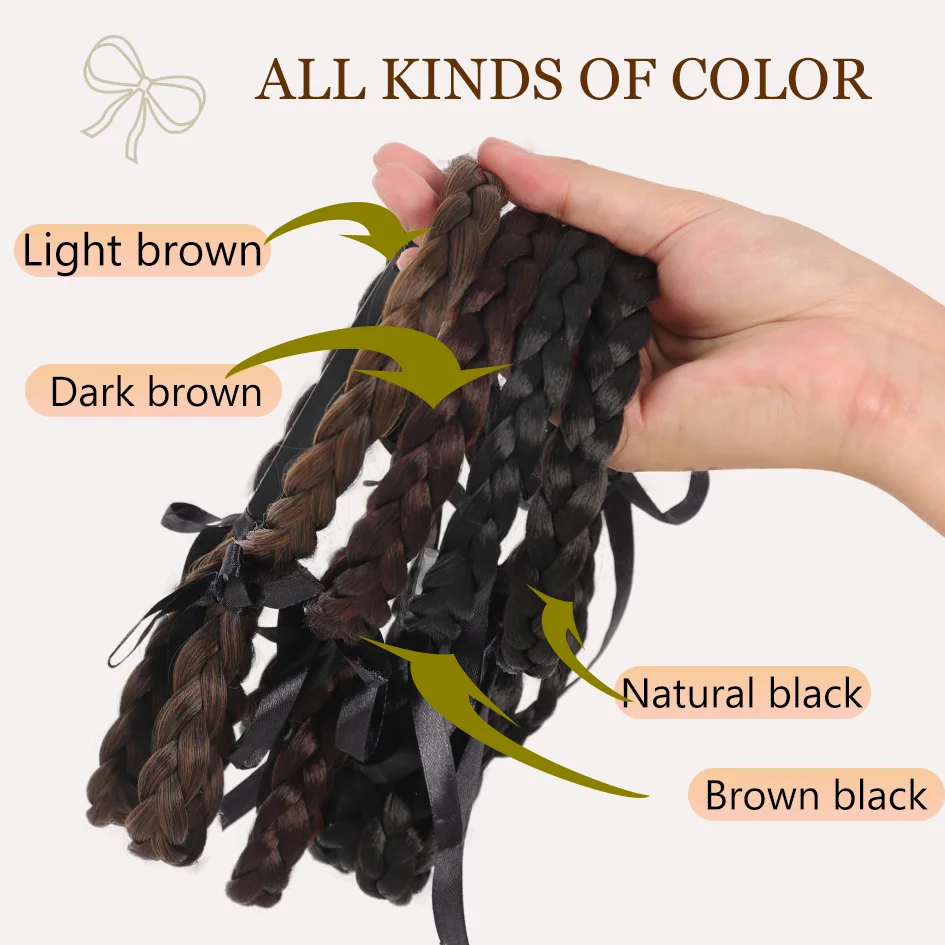 Synthetic Wig Hair Band Thick two Strands Braids Hair Hoop, Integrated Fishbone Braids Braiding Headband, Ideal choice for Gifts