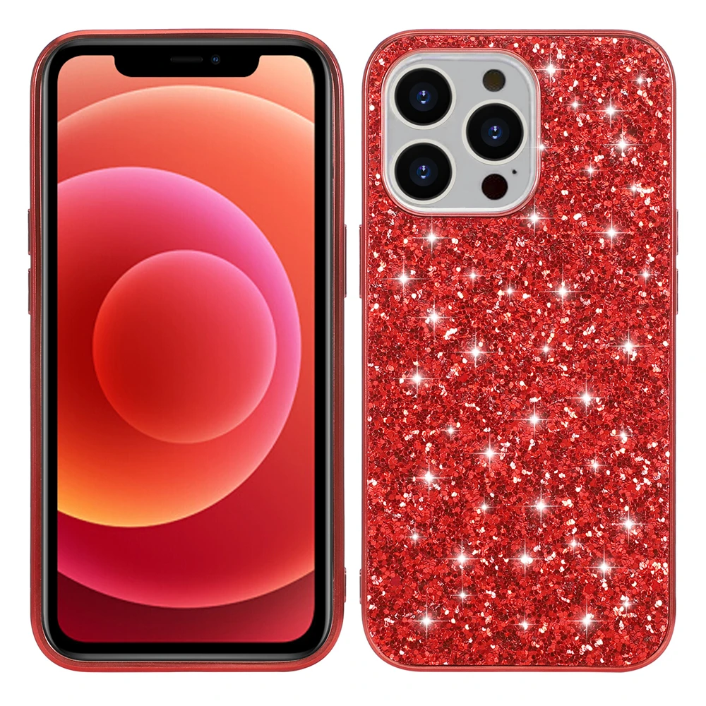 Luxury Bling Glitter Sequins Solid Color Plating Shockproof Bumper Case