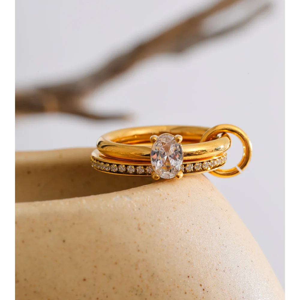 Yhpup Stacked Ring 18k Gold PVD Plated