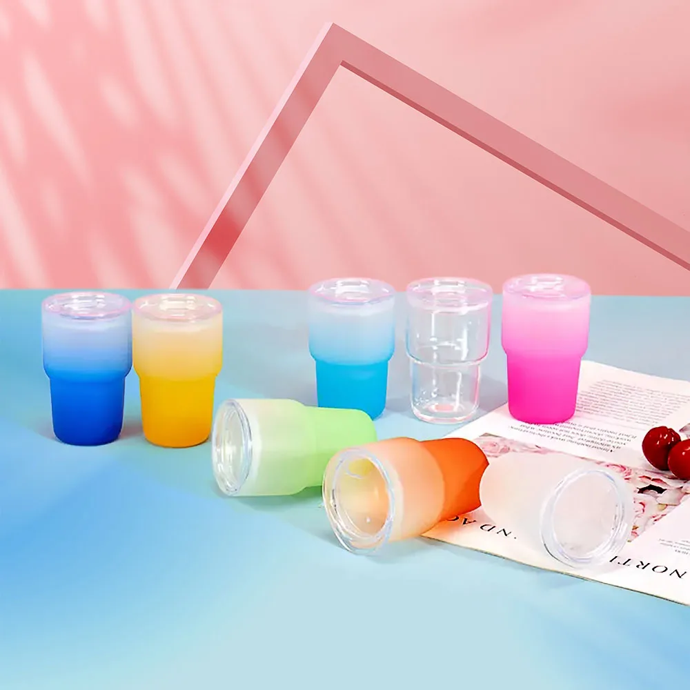 Gradient Colorful Mini Shot Glass Tumbler Sublimation 3oz Wine Tumblers Cup Colored Glass Mugs drinkware Personal Customization