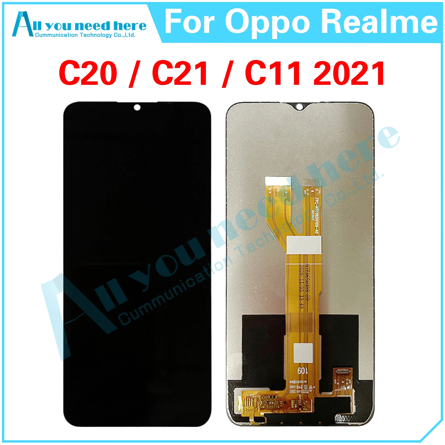 100% Test For Oppo Realme C20 C21 C11 2021 LCD Display Touch Screen Digitizer Assembly Repair Parts Replacement