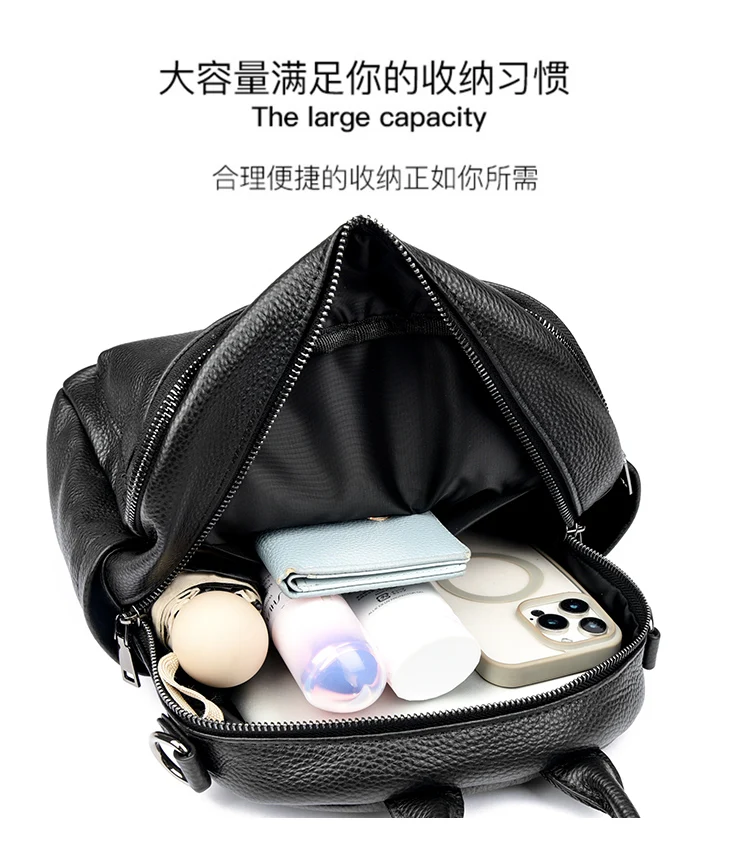 Rucksack aus Rindsleder, schlicht und elegant, vielseitig tragbar, kleine Handtasche für tägliche Arbeitskleidung – Detail 10