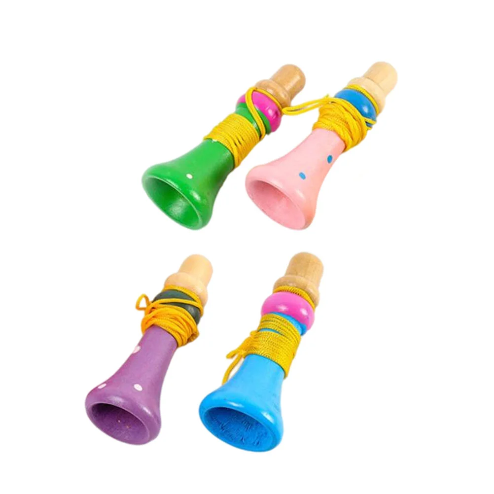 

4 Pcs Wooden Trumpet Toy Trumpets Model Stage Performance Tools Props Kids' Playthings Infant Instrument Models Children's