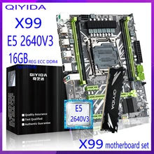 Qiyida x99 conjunto de placa-mãe com xeon e5 2640 v3 LGA2011-3 cpu 1 pçs x 16gb = 16gb 3200mhz ddr4 reg ecc memória ram nvme m.2