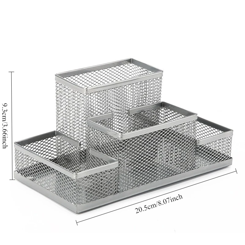 Elegant Iron Art Pen Holder Storage Box – Minimalist Square Desktop Organizer