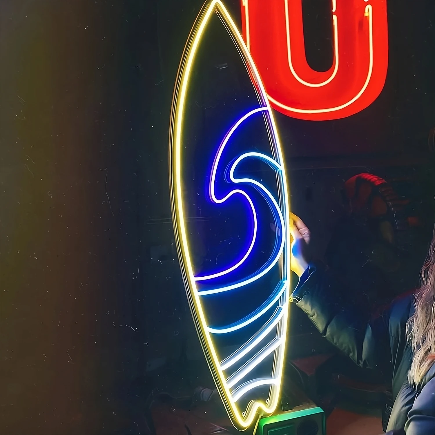 Description Picture 6 of itemSurfboard Neon Signs Unique Wall Decoration Special Gift Cool Fashion 2023 Design Beach Bar Home Decoration Room Boys Girls Room