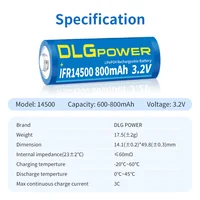 DLGPOWER 3.2V AA 800mAh LiFePO4 Batteries 14500 800mAh Rechargeable Battery for Electric Toy Flashlight Wireless Mouse Keyboard 2