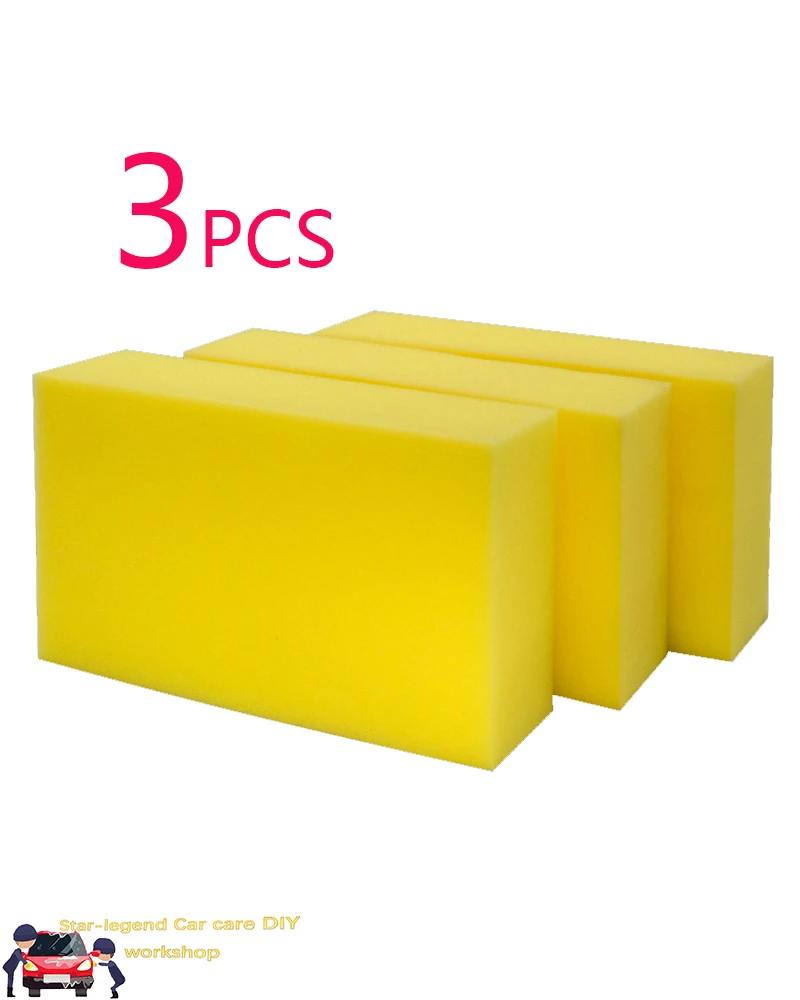 3Pcs/Set Car-Washing Sponge ,Glass Washing Cleaner ,Foam Produce Automobile Clean Tool Big and Yellow Sponge Durable Service best wax for black cars