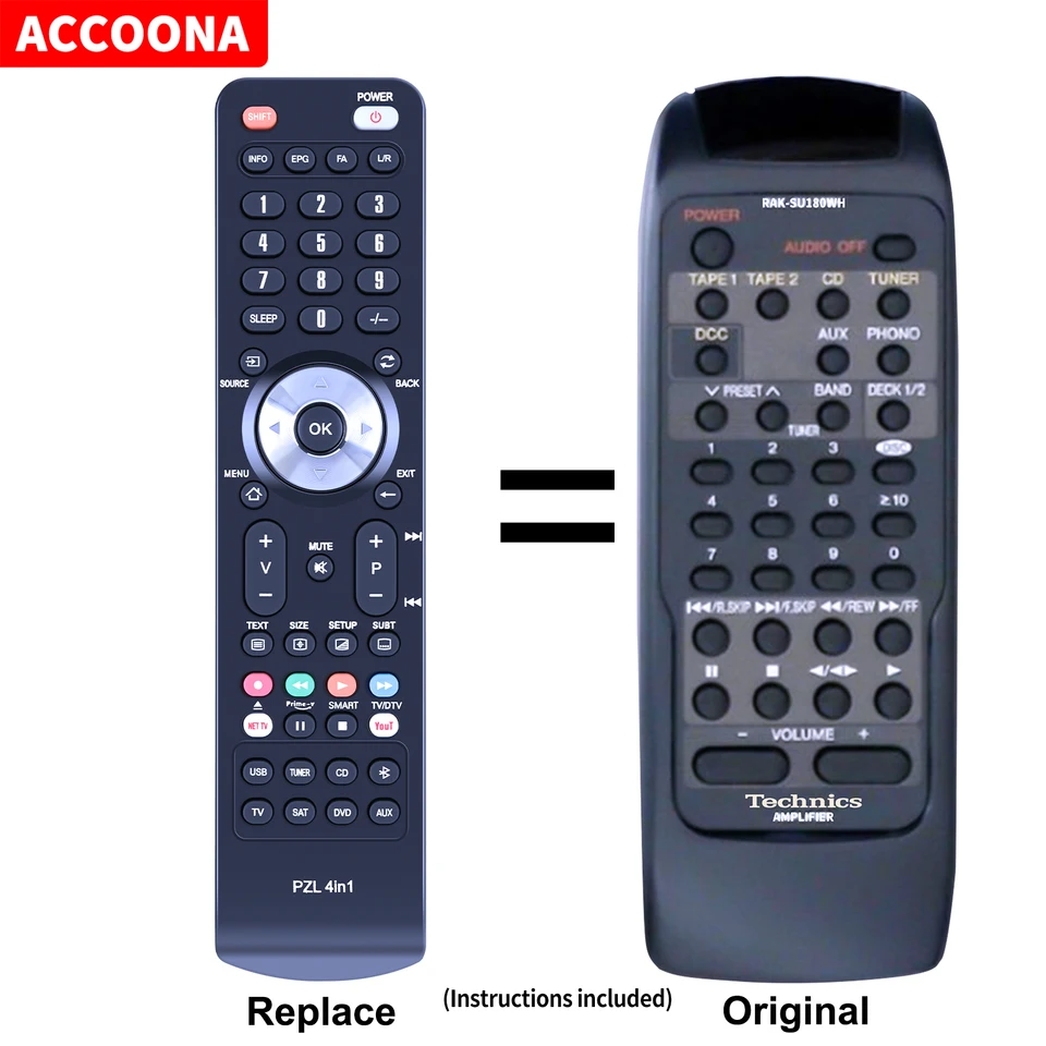 【美品】Technics RAK-SU182WH リモコン Technicsの交換用リモコン、RAK-SU129WH、RAK-SU120WH、RAK-SU180WH