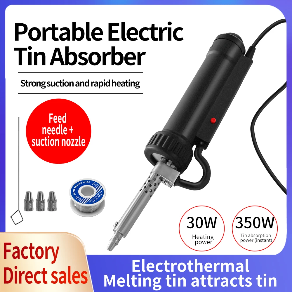Desoldering Suction Pump Desoldering Pump Desoldering Tool Electrothermal Solder Sucker Portable 220V 30W Electric Vacuum Solder Sucker Soldering Desoldering Suction Pump Iron Gun Electric Tin Soldering Repair Tool