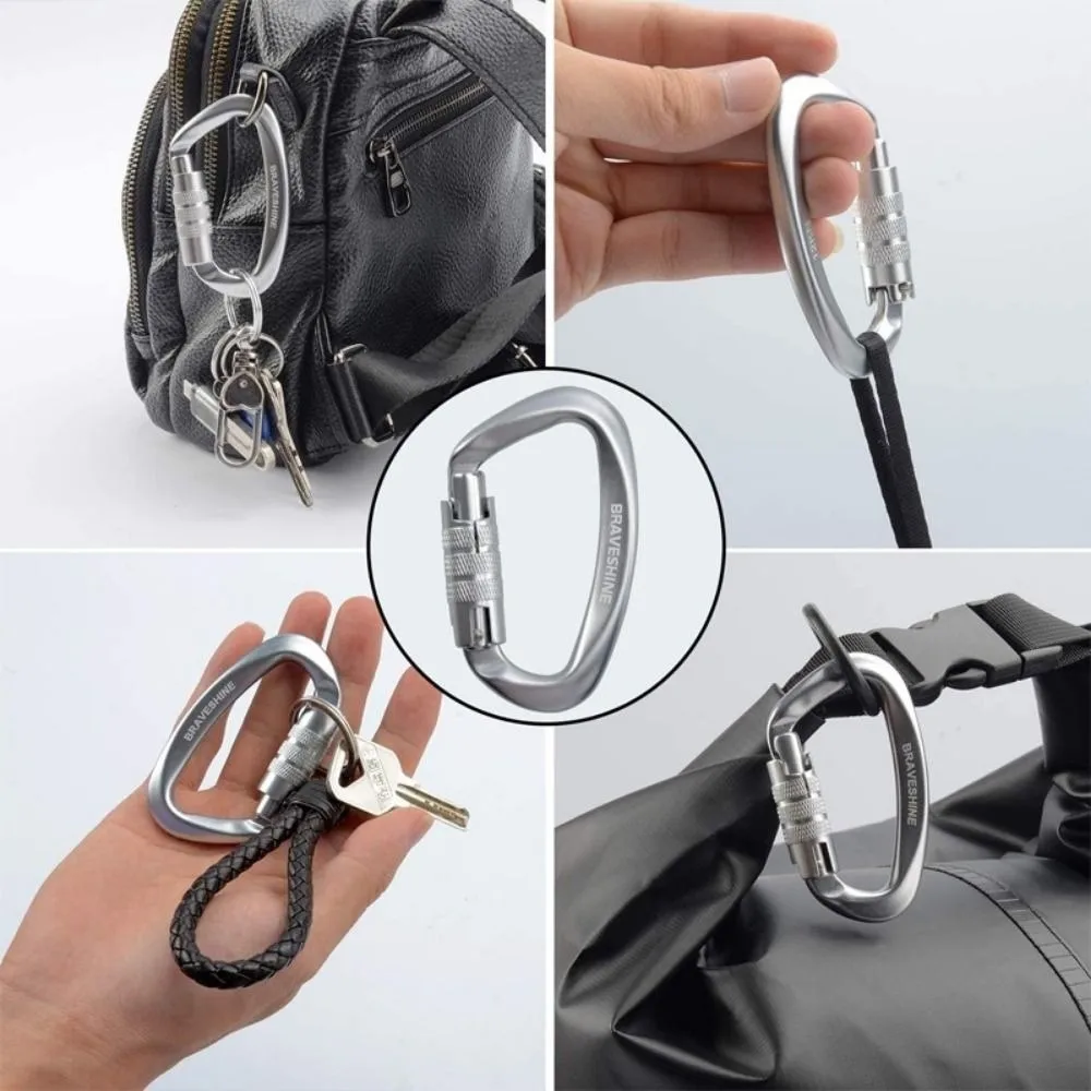 12KN Professional Safety Carabiner Aluminum Multicolors Climbing Security Lock D Shape Key Hooks