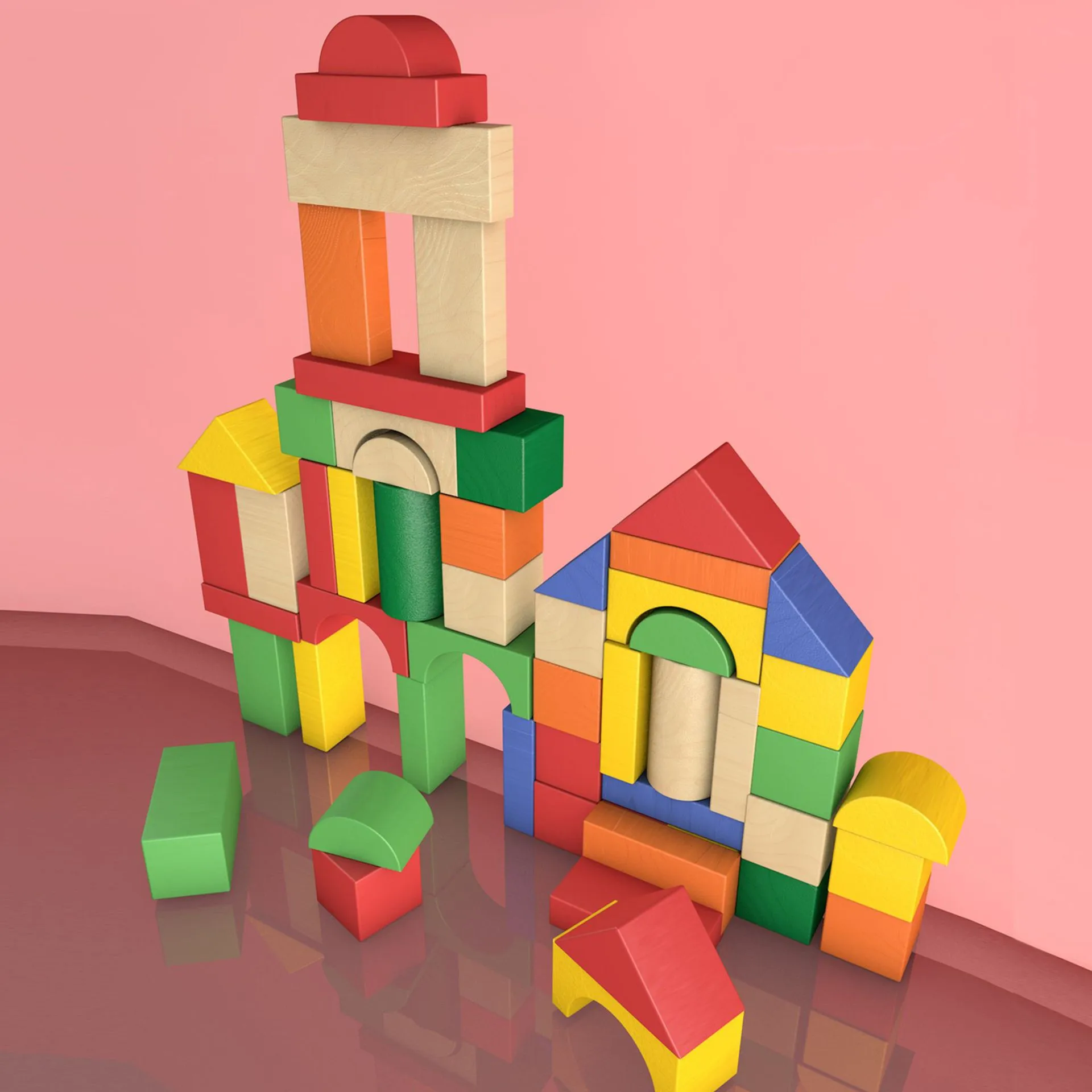 

[Funny] 50pcs/set Large grain wooden Building blocks toy Exercise imagination children's early education toys baby birthday gift