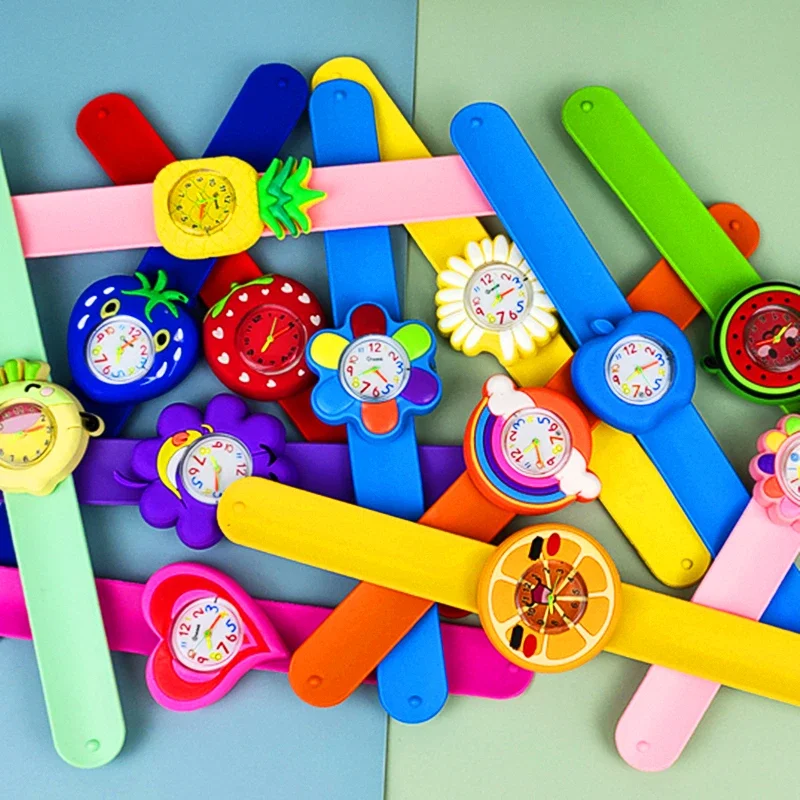 Cartoon Flowers Fruit Children Watches Baby Birthday Gift Kids Slap Wrist Watch Learn Time Toy Bracelet Clock 5