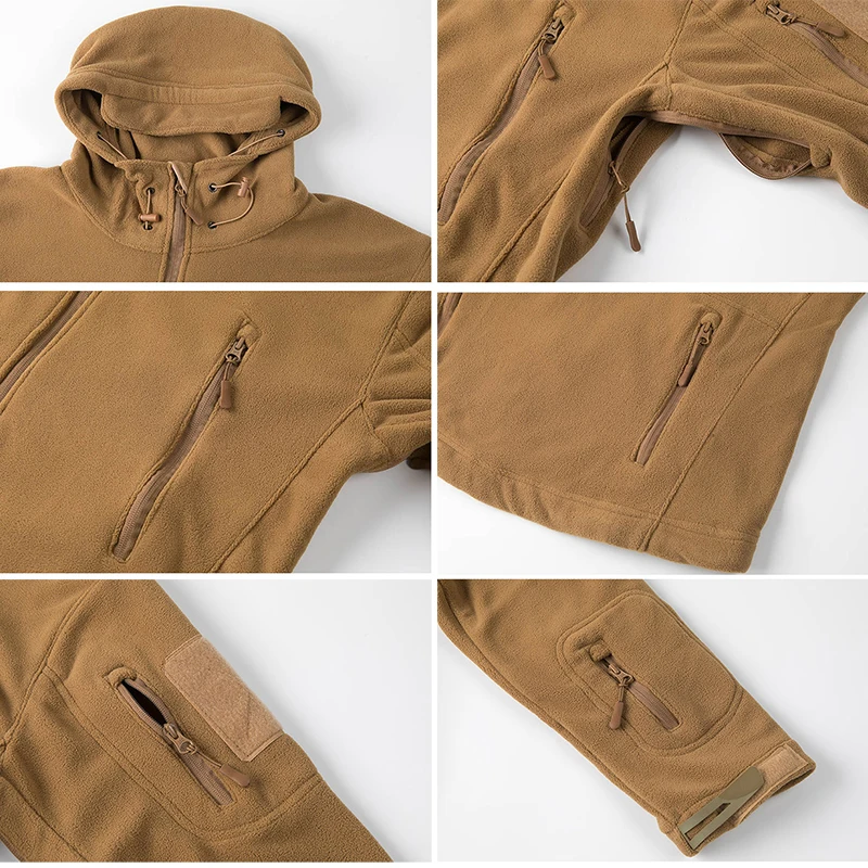 الشتاء التكتيكية كنزة بغطاء رأس من الصوف سترة الرج...