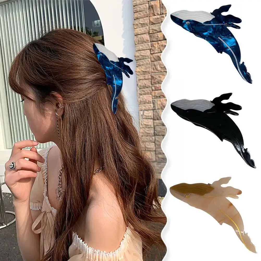 Blue Whale Hair Claw Cellulose Acetate Cellulose Hair Clips For Women Large 4 1/2