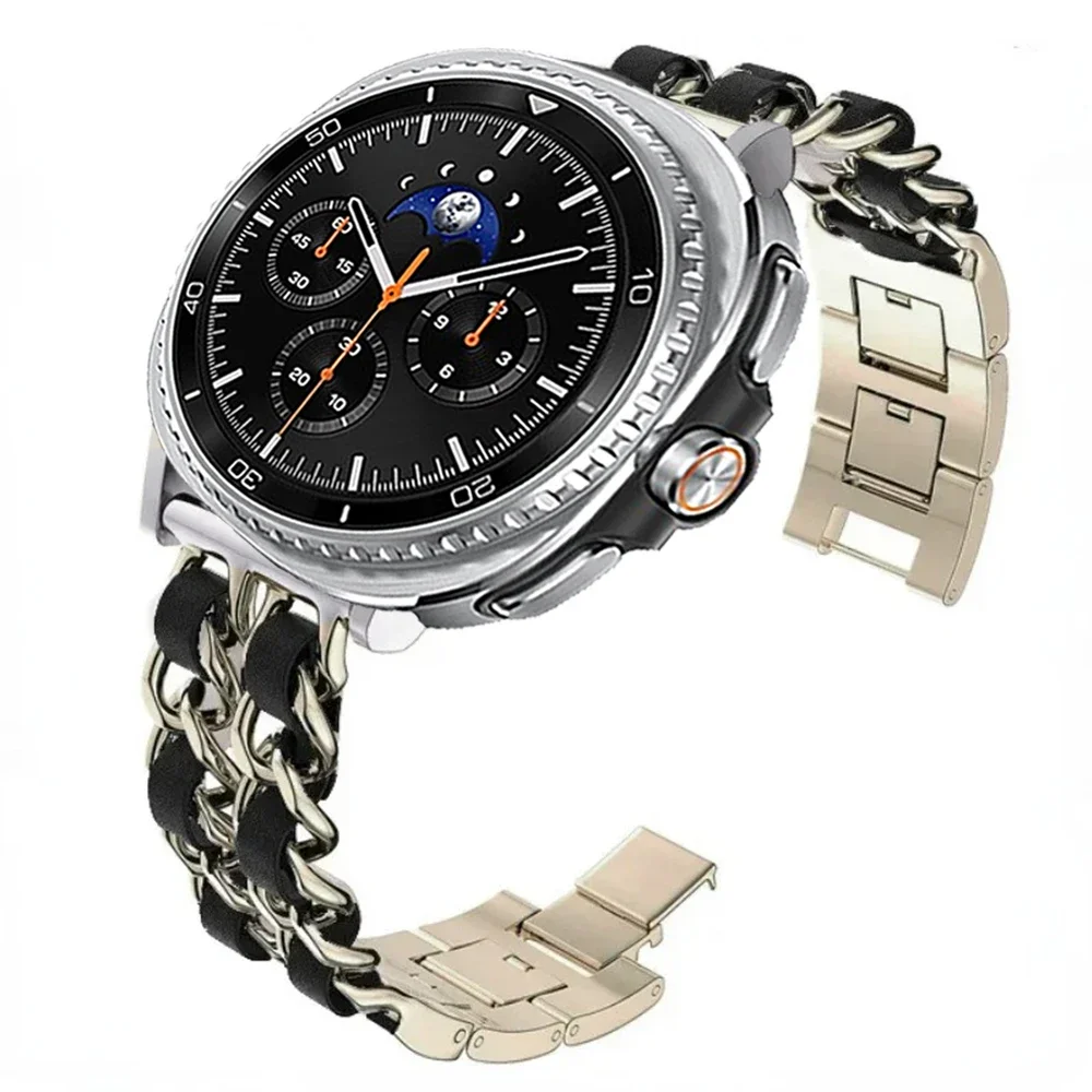 Stylish Metal & Leather Strap Fashion Wristband