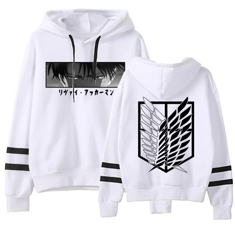 

New Attack on Titan Printed Hoodies Men Women Fashion Striped Hooded Pullover Streetwear Casual Anime Long Sleeve Sweatshirt