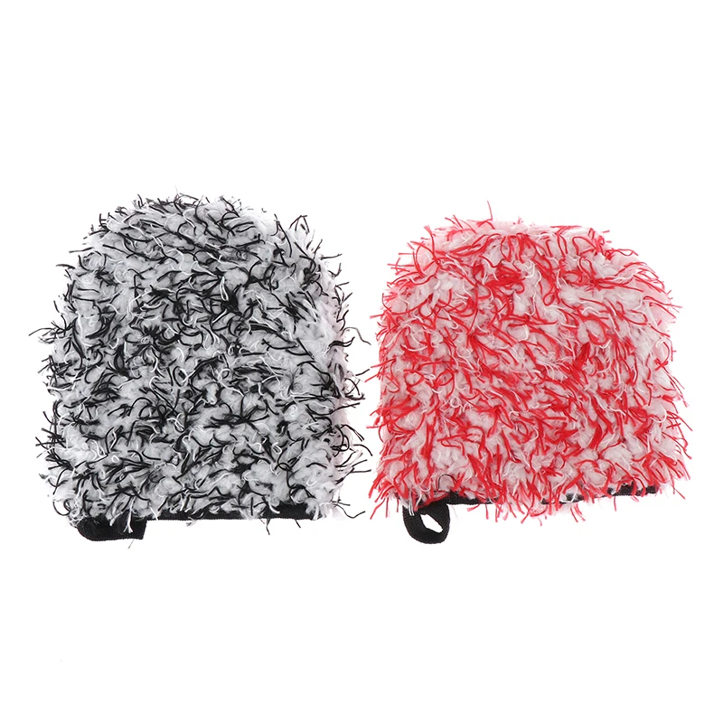 1Pc Shag-pile Microfiber Car Wash Glove Double-Side Finger Pocket Car Wheel Wash Mitt for Cleaning Auto Detailing
