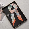 Boutique 2023 Luxury Silk Scarf Slim Hair Accessories Fashion Bag Handle Ribbon Women's Horse Print Headband Women's Autumn New 3